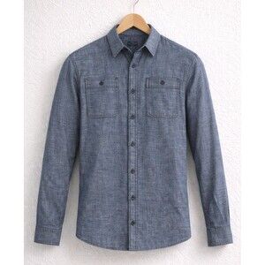 George - Men's -Long Sleeve‎ - Poplin -Blue - Chambray Button Down - NWT